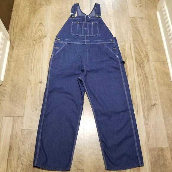 Vintage 70s Roebucks Denim Overalls Union Made USA 44x28.5 - Picture 1 of 10